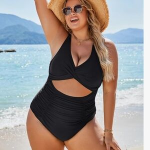 Elegant Black One-Piece Swimsuit (T11)